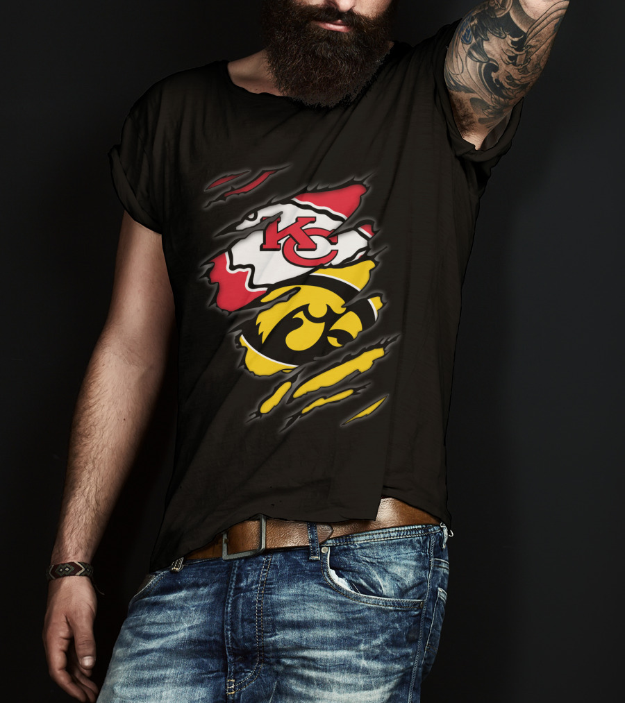 Chiefs Iowa Hawkeyes Kc Logo Fusion T-Shirt