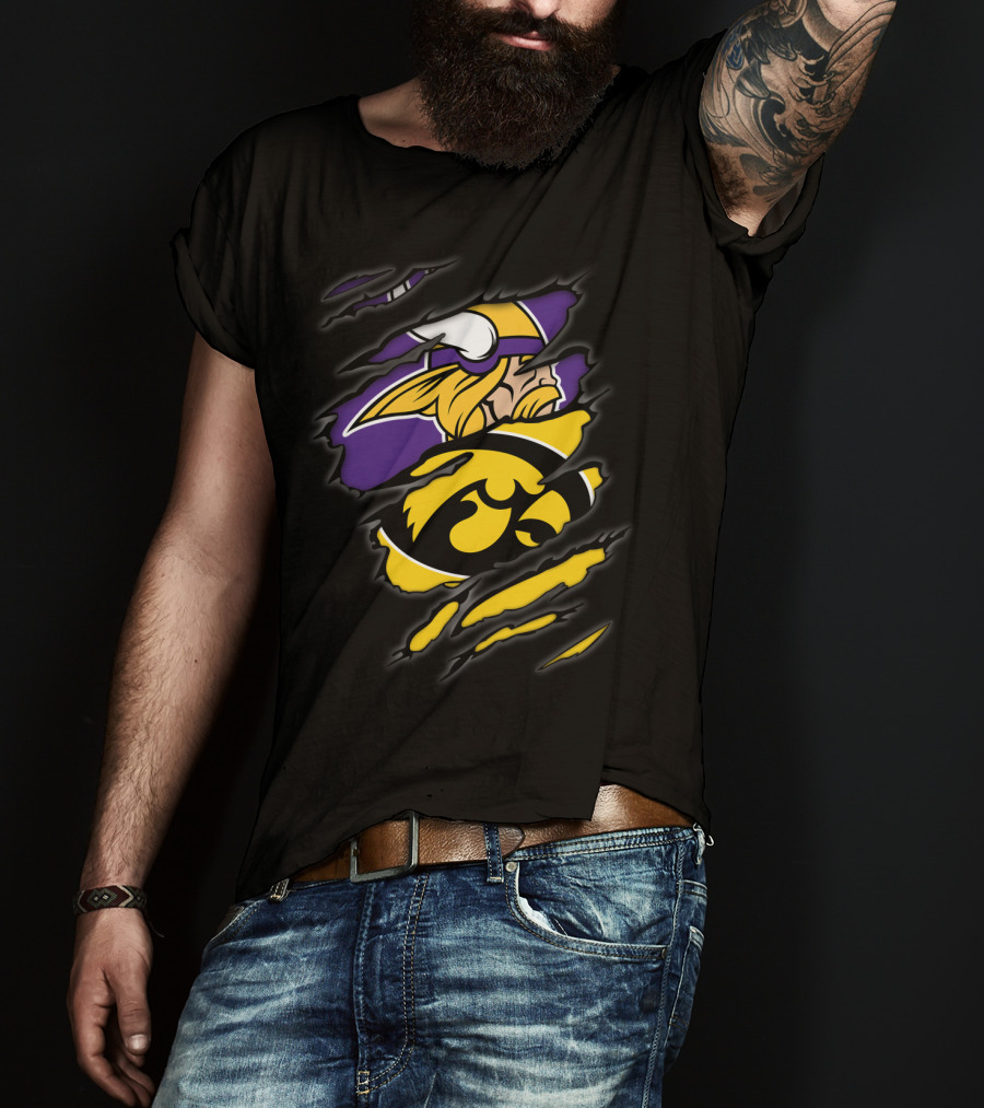 Minnesota Vikings And University Of Iowa Hawkeyes Inspired T-Shirt