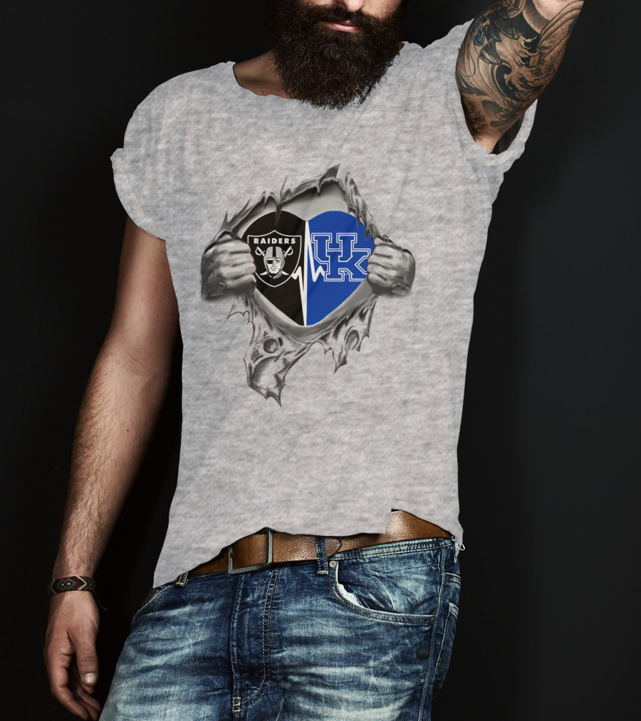 Raiders Uk Heartbeat Logo Split Kentucky T-Shirt