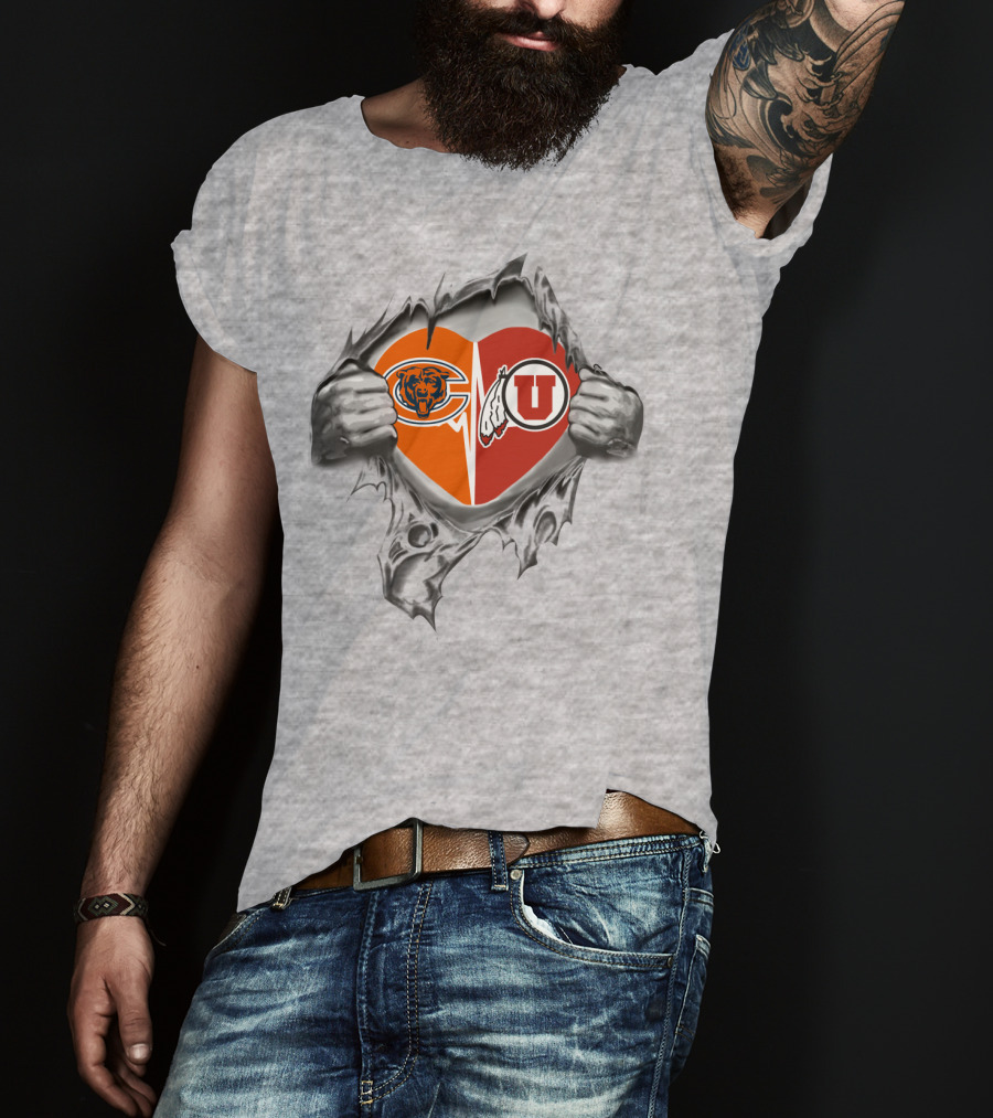 Bears Utah Utes Heart Tear Dual T-Shirt
