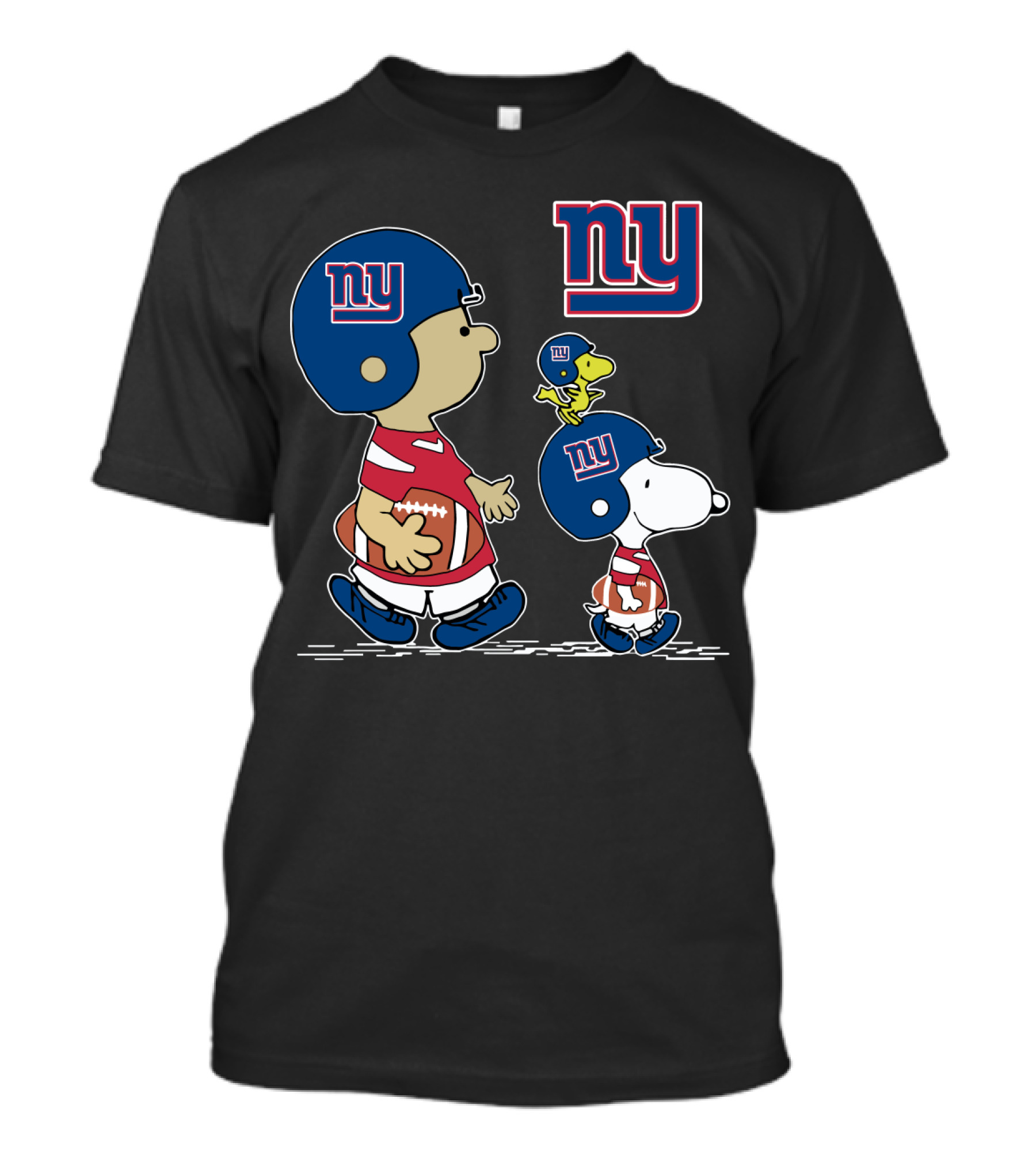 NY Giants Peanuts Snoopy And Woodstock Football T-Shirt