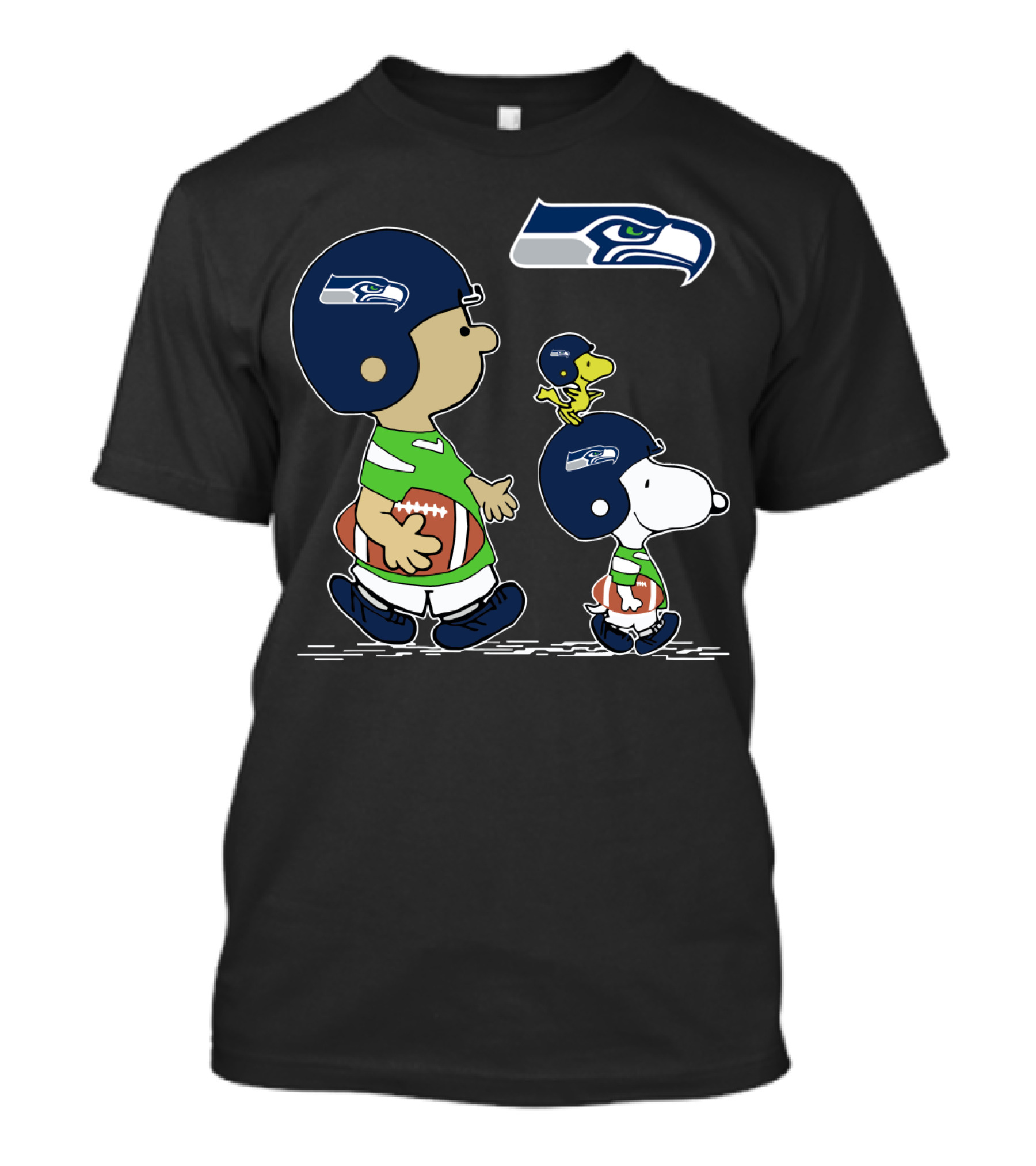 Peanuts Characters Seahawks Football Helmets T-Shirt