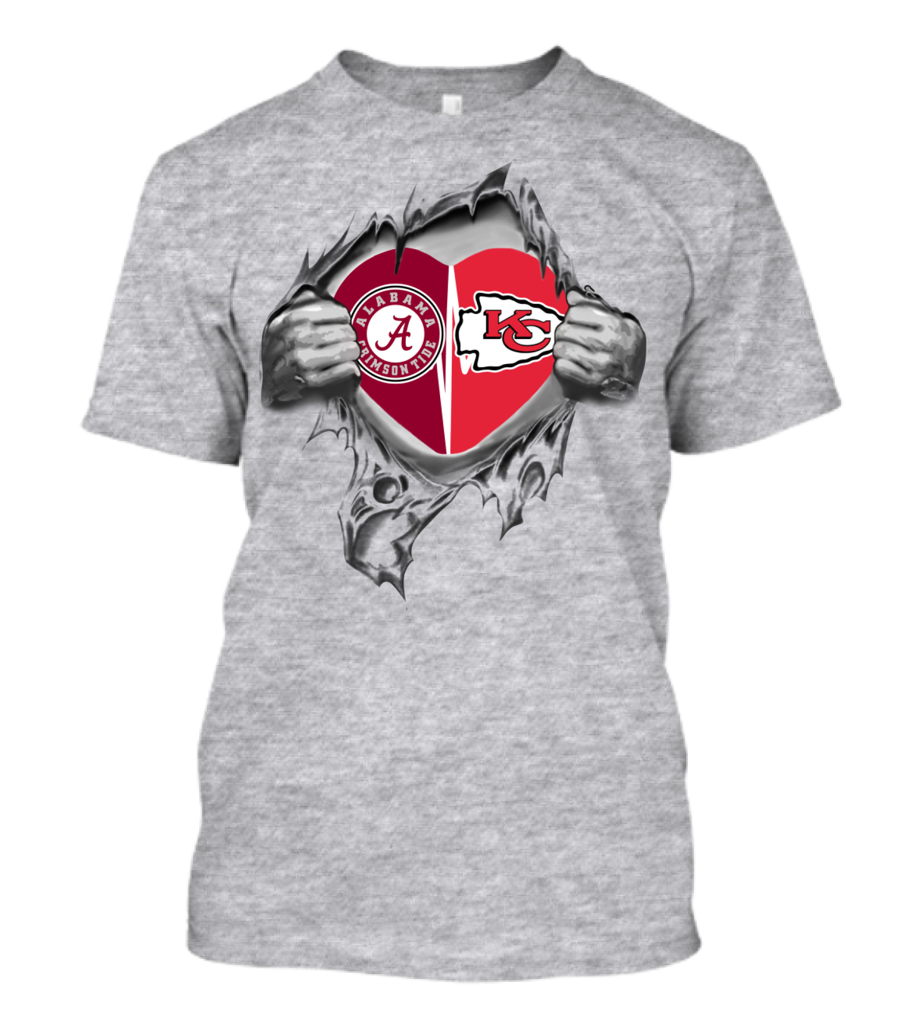 Alabama Crimson Tide KC Chiefs Heart T-Shirt