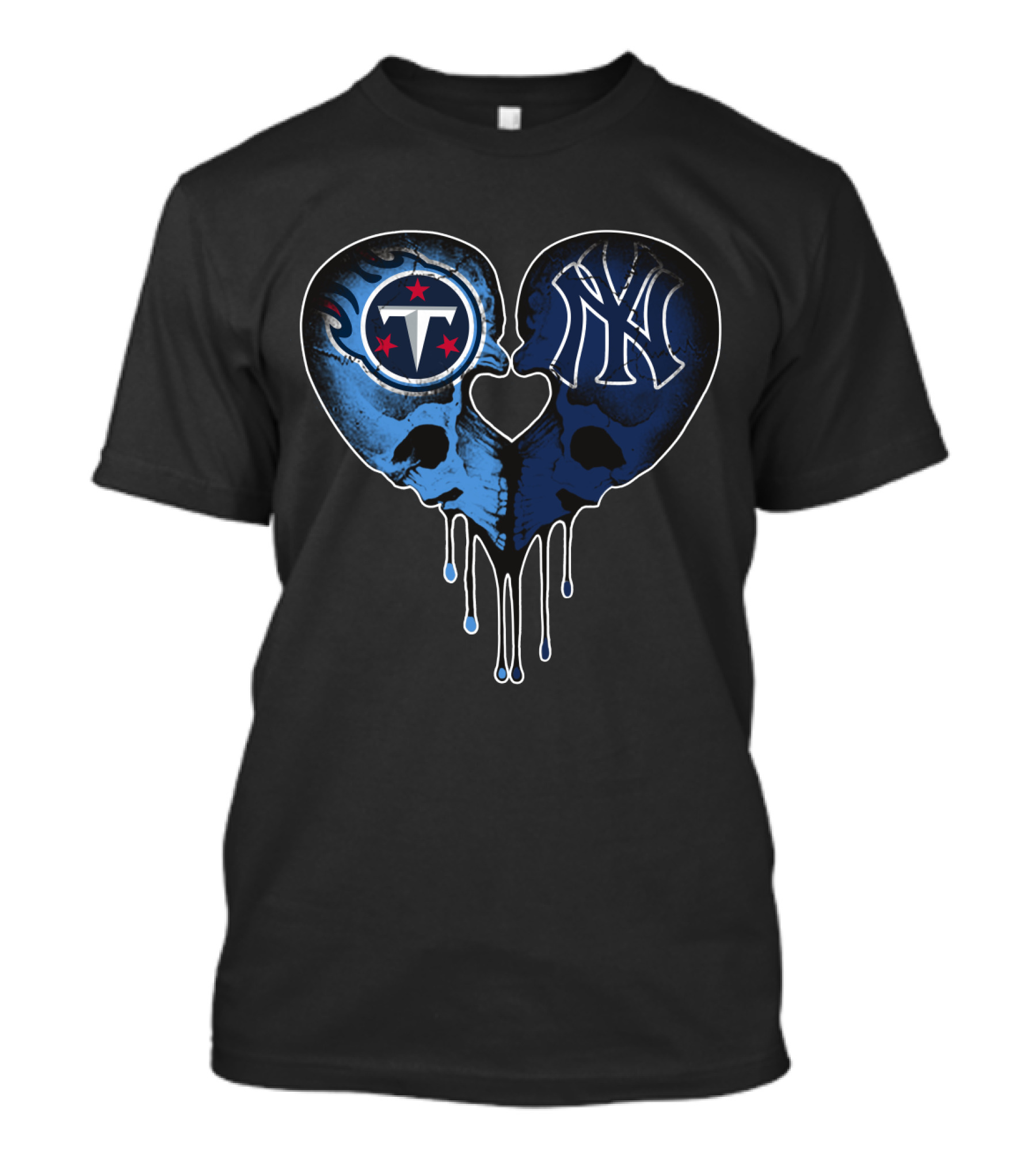 Titans Yankees Skull Heart Drip T-Shirt