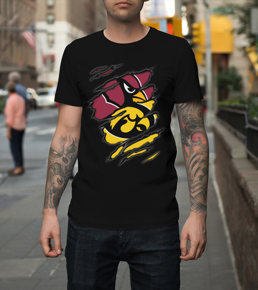 Cardinals Iowa Hawkeyes Iconic Team Logos Collaboration T-Shirt