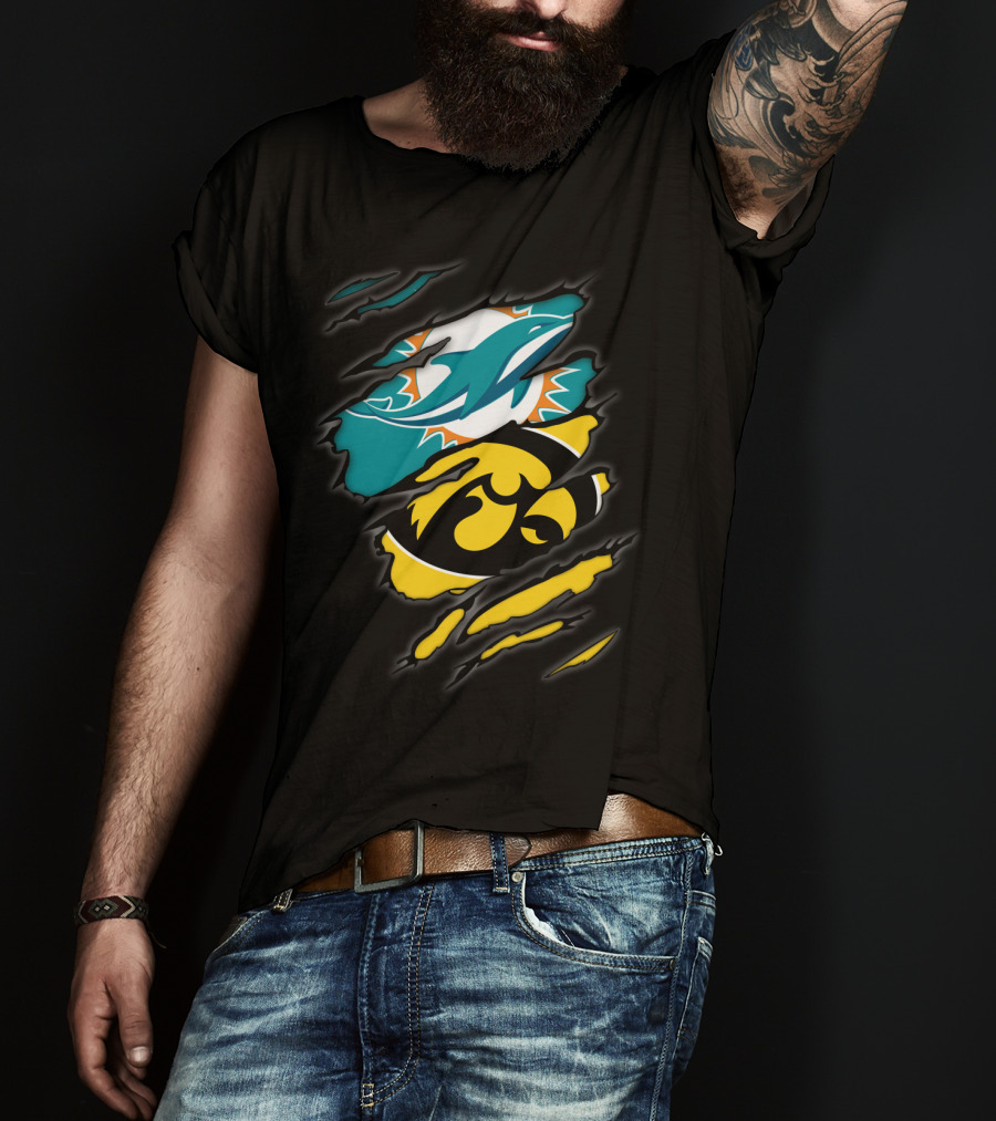 Miami Dolphins Iowa Hawkeyes Torn Claw T-Shirt