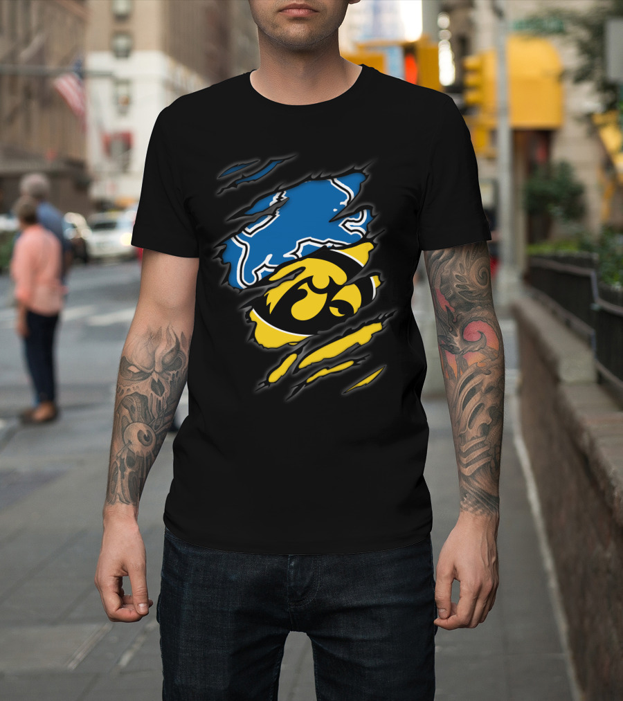 Lions Iowa Hawkeyes Tear Effect Sports Rivalry T-Shirt