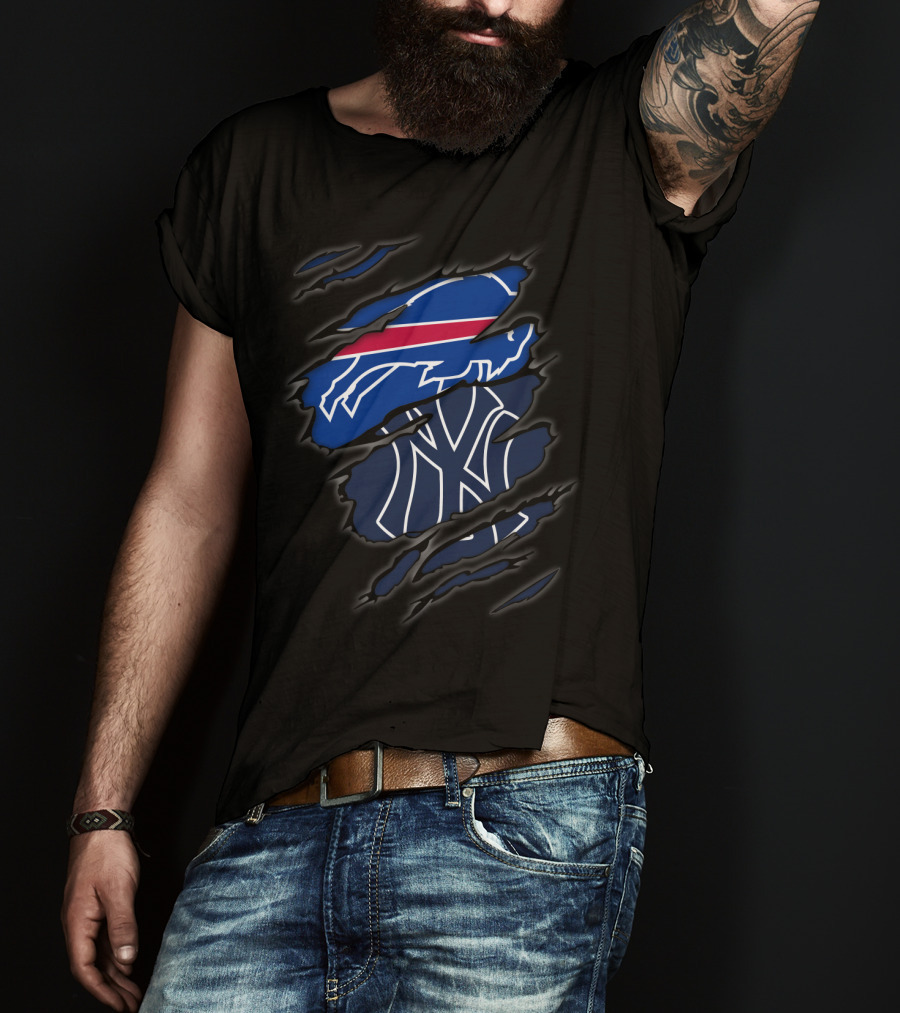 Buffalo Bills And New York Yankees Logo Mashup T-Shirt