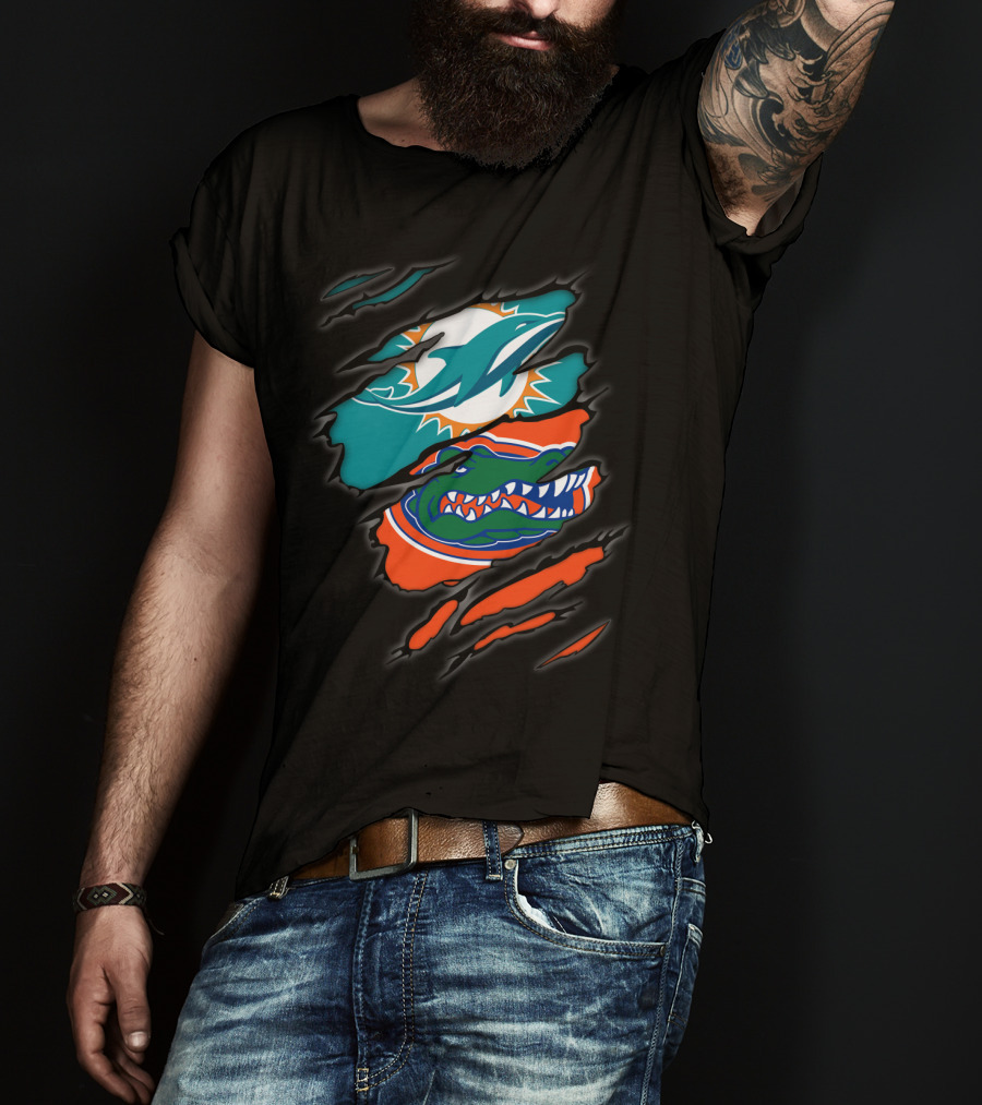 Miami Dolphins Florida Gators Torn Claw Marks T-Shirt