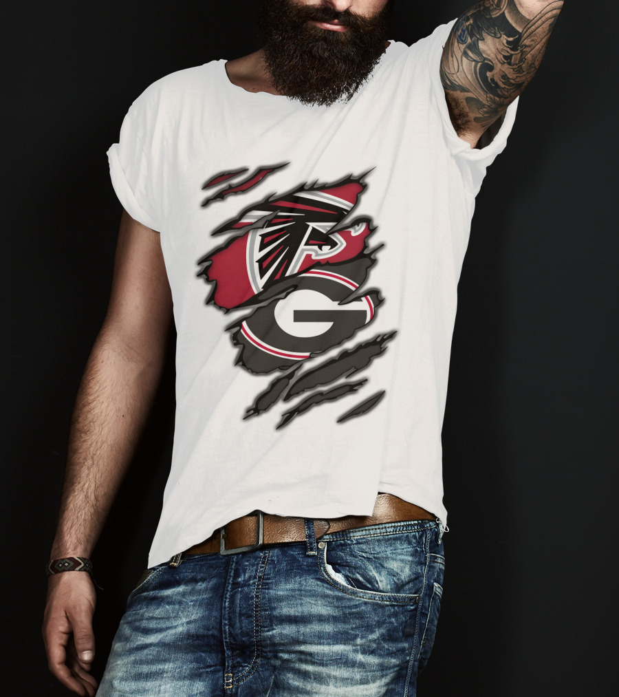 Atlanta Falcons Georgia Bulldogs Ripped Claw Marks T-Shirt