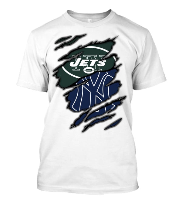 Jets Yankees Logo Torn Ripped T-Shirt