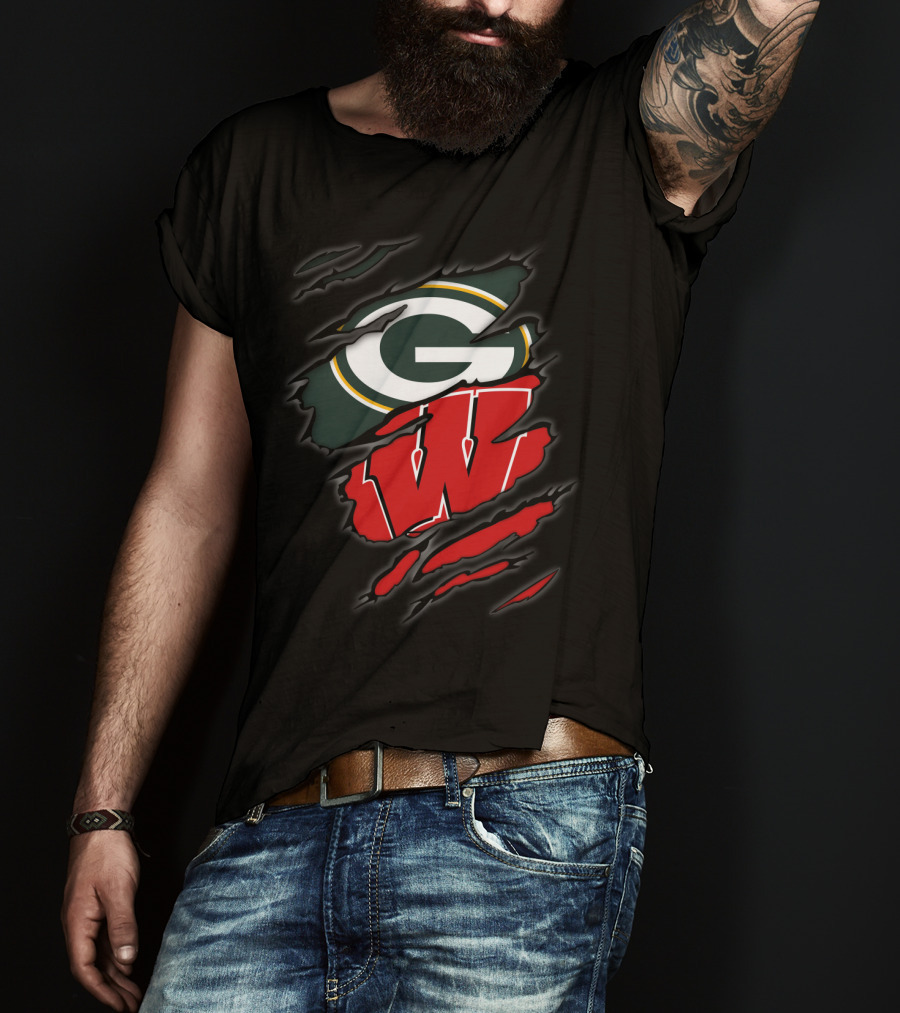 Packers Badgers G W Ripped Claw Marks T-Shirt