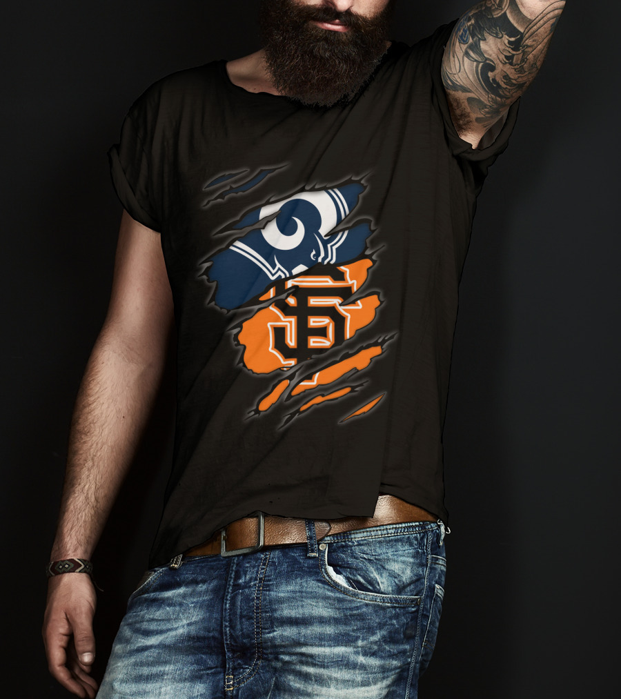 Rams Giants Logos Blue Orange T-Shirt