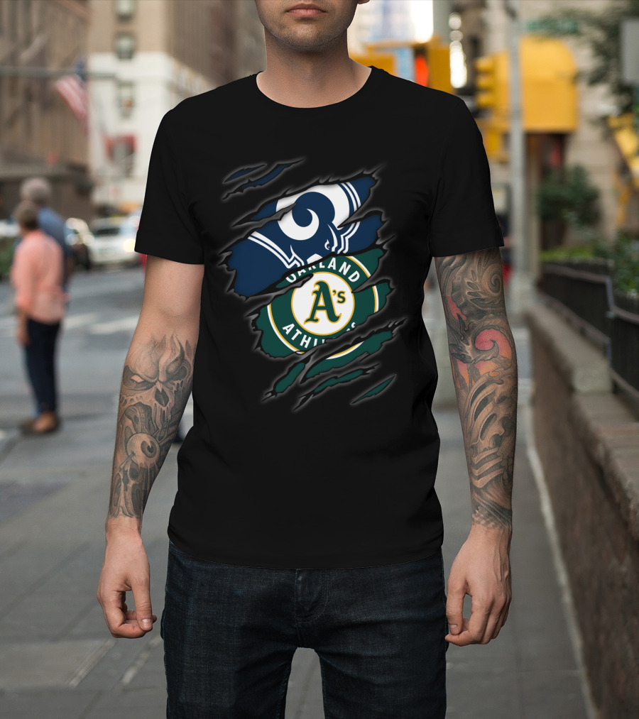 Rams Oakland Athletics A's Logo Fusion T-Shirt