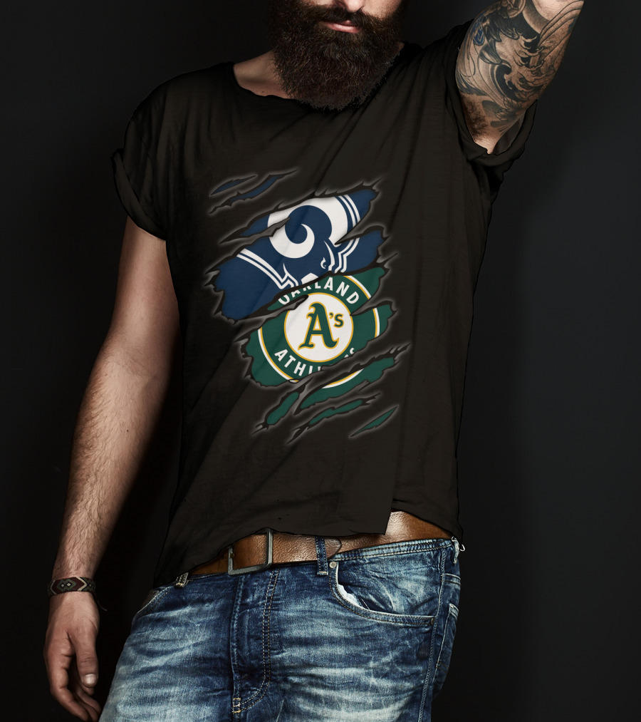 Rams Oakland Athletics A's Logo Fusion T-Shirt