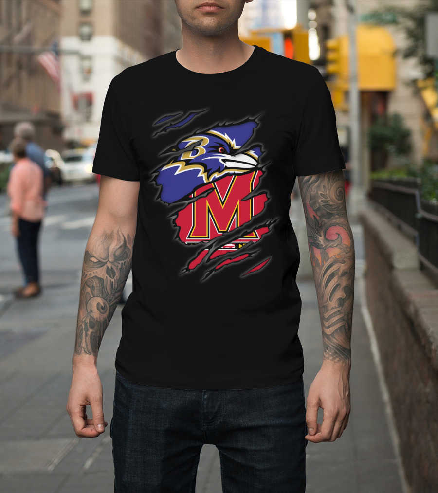 Baltimore Ravens Maryland Terrapins Logo Mashup T-Shirt