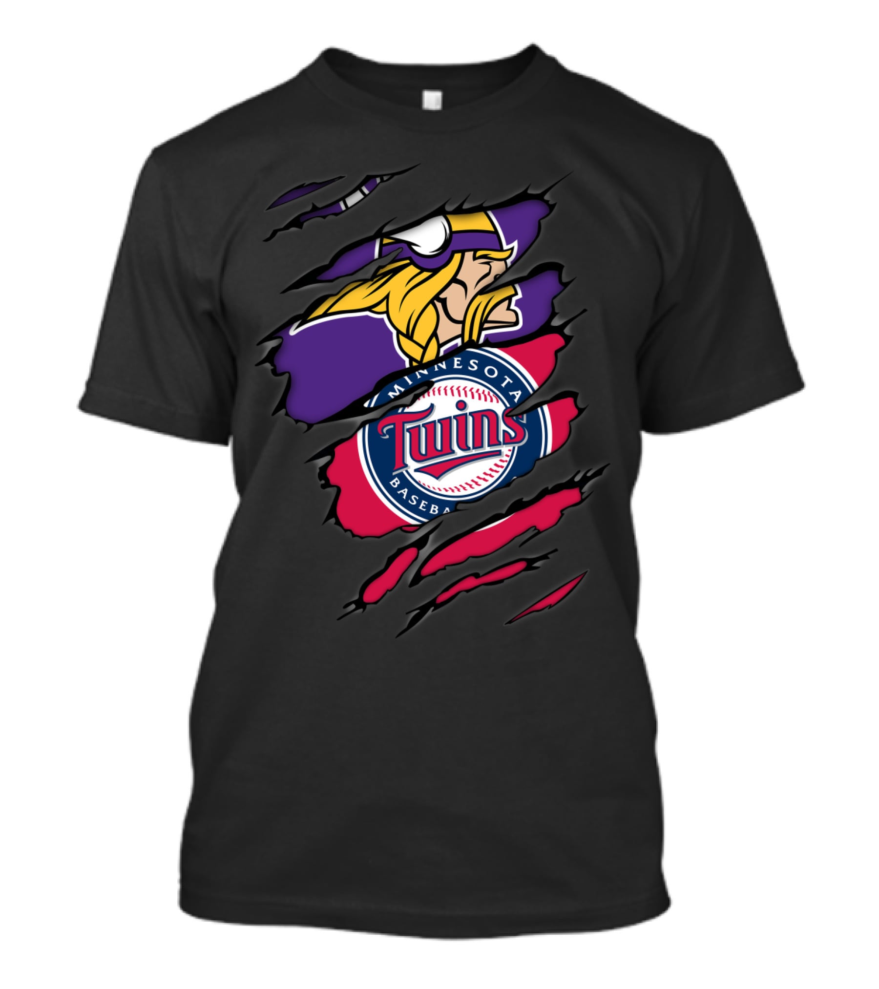 Minnesota Vikings Twins Baseball T-Shirt