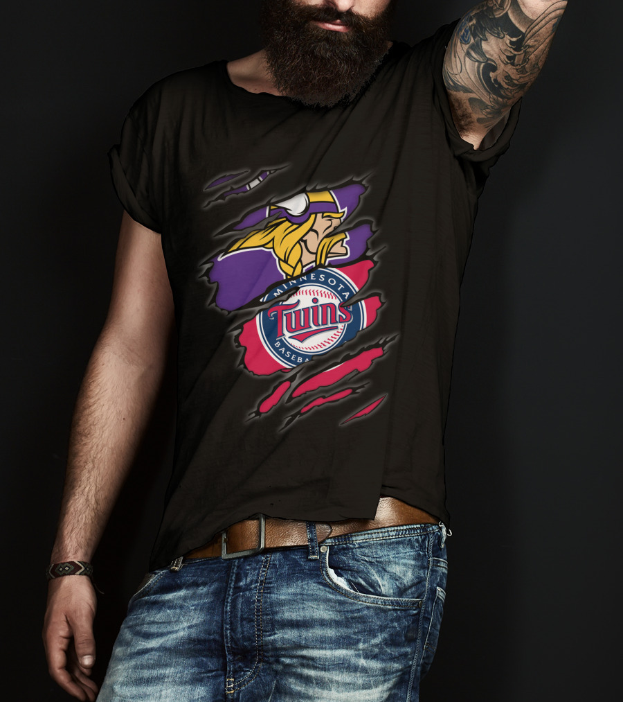 Minnesota Vikings Twins Baseball T-Shirt