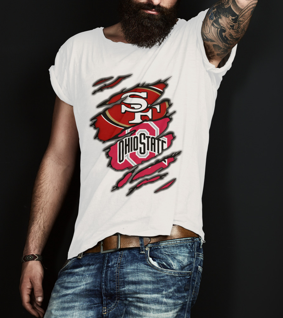 49ers SF Ohio State Buckeyes Logo Mashup T-Shirt