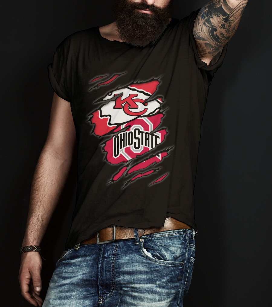 KC Chiefs Ohio State Buckeyes Ripped T-Shirt