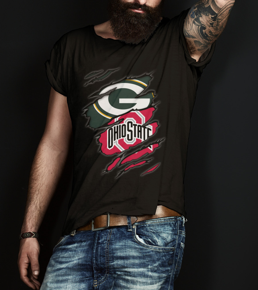 Packers Ohio State Torn Logo Fusion T-Shirt