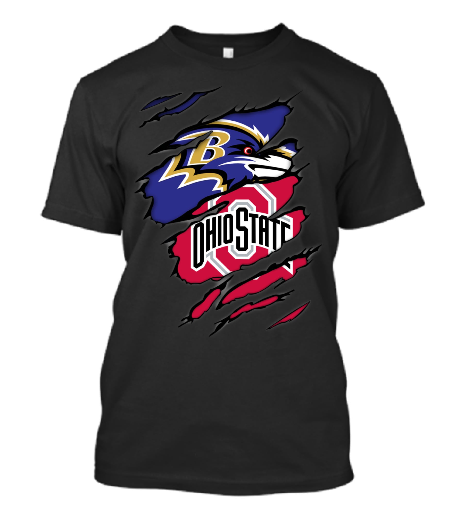Ravens Ohio State Logo Tear T-Shirt