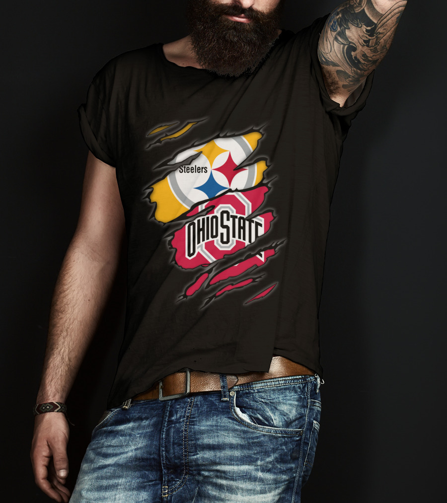 Steelers And Ohio State Logo Fusion T-Shirt