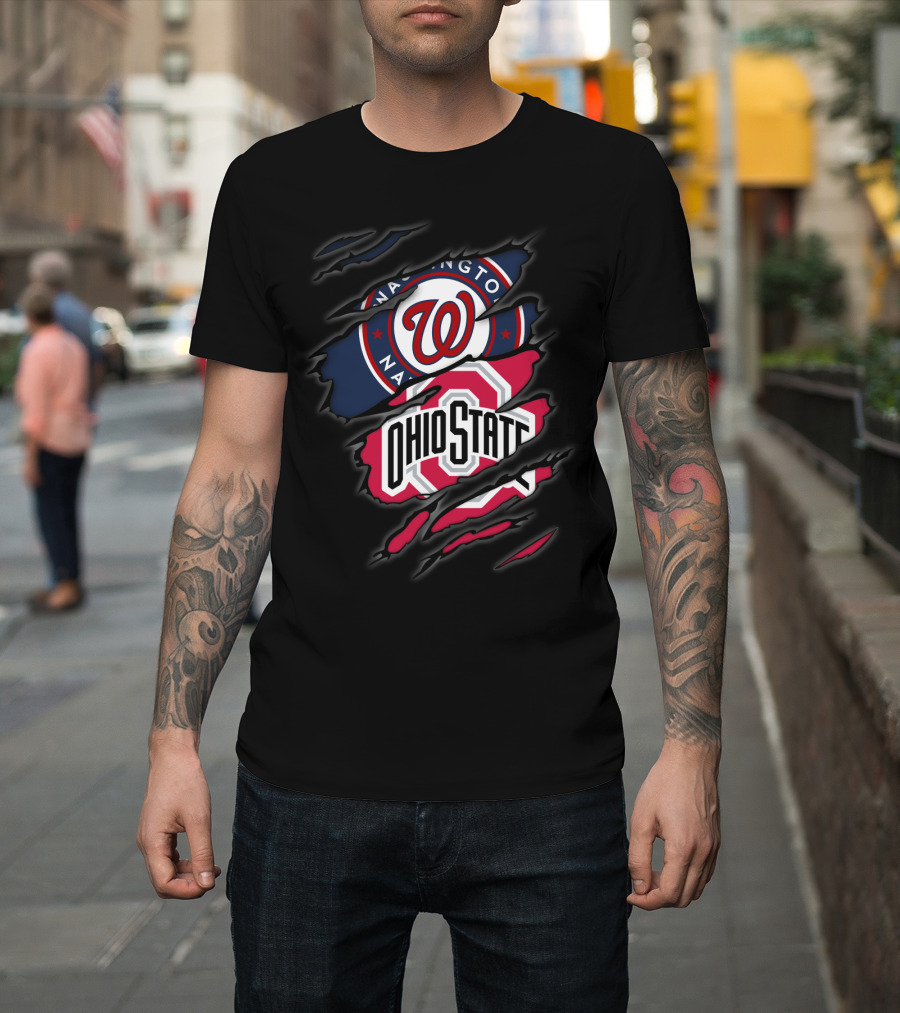 Washington Nationals Ohio State Buckeyes Logo Fusion T-Shirt