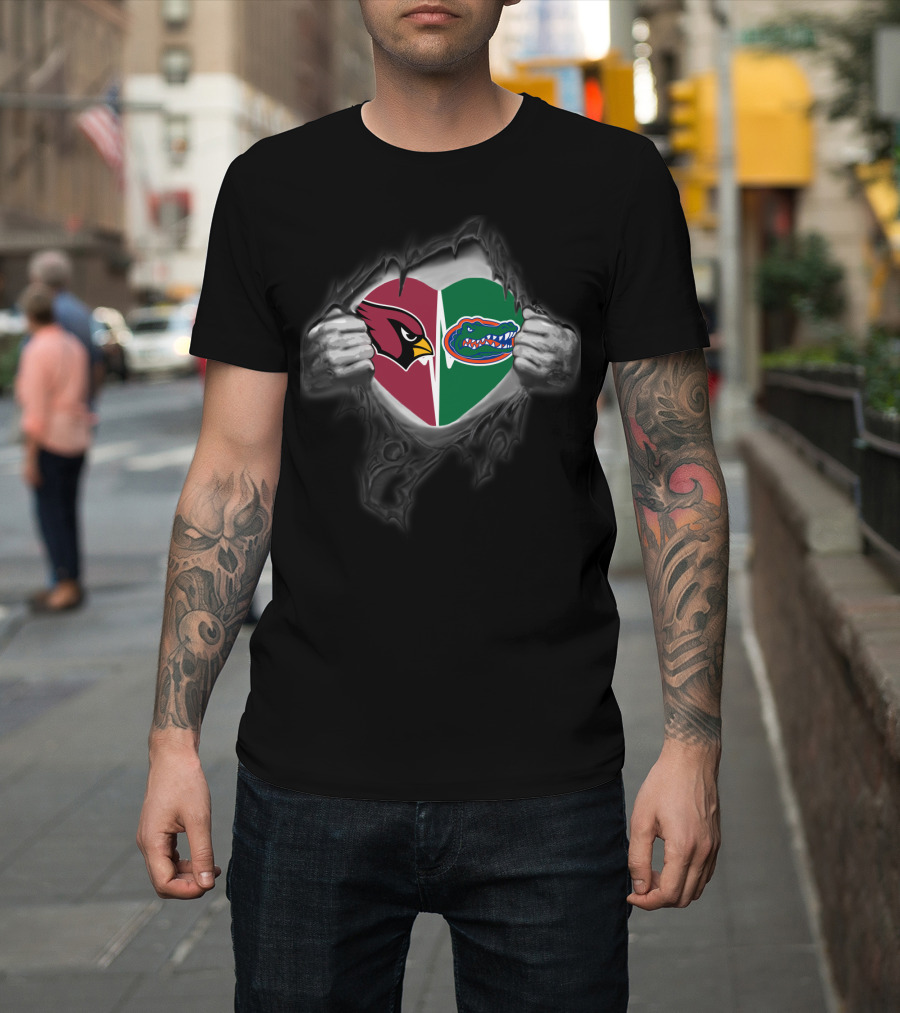 Gators Cardinals Heart Logo Torn T-Shirt
