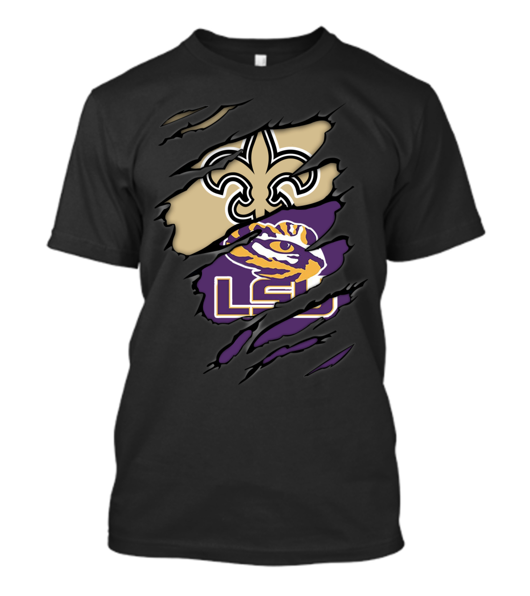 Saints Fleur-de-Lis And LSU Tigers Logo Fusion T-Shirt