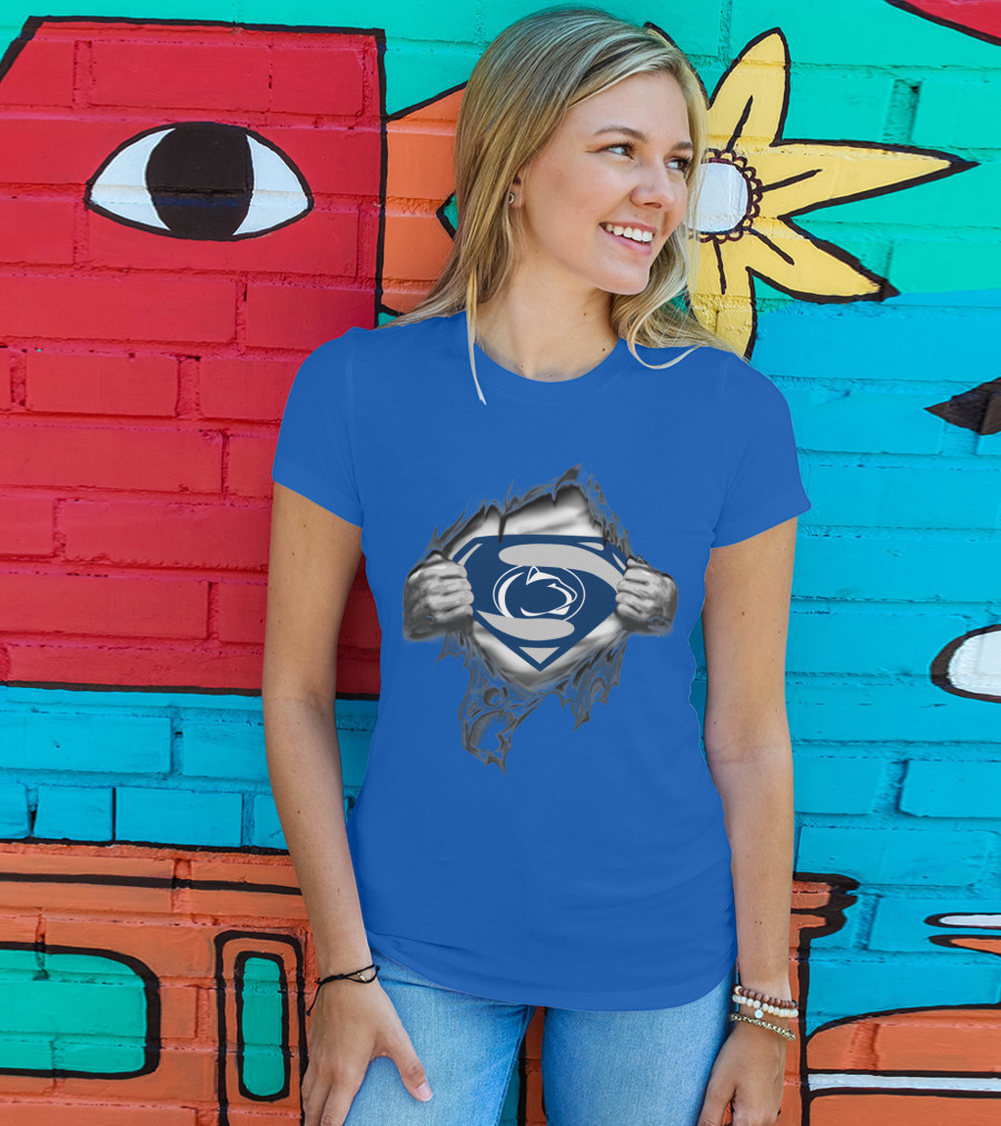 Penn State Nittany Lions Superman Logo Rip Open T-Shirt