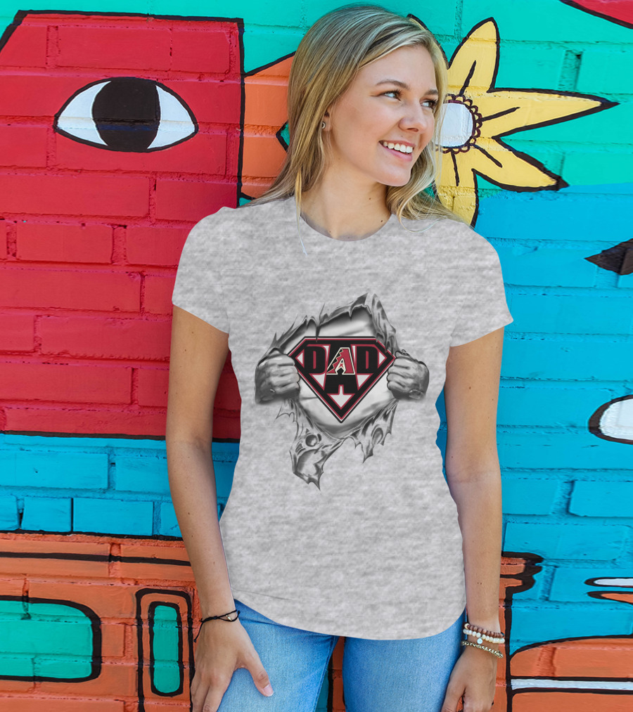 Arizona Diamondbacks Dad Superman Style Logo Rip T-Shirt
