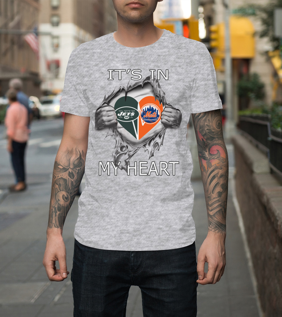 It's In My Heart Jets Mets Heart Logos T-Shirt