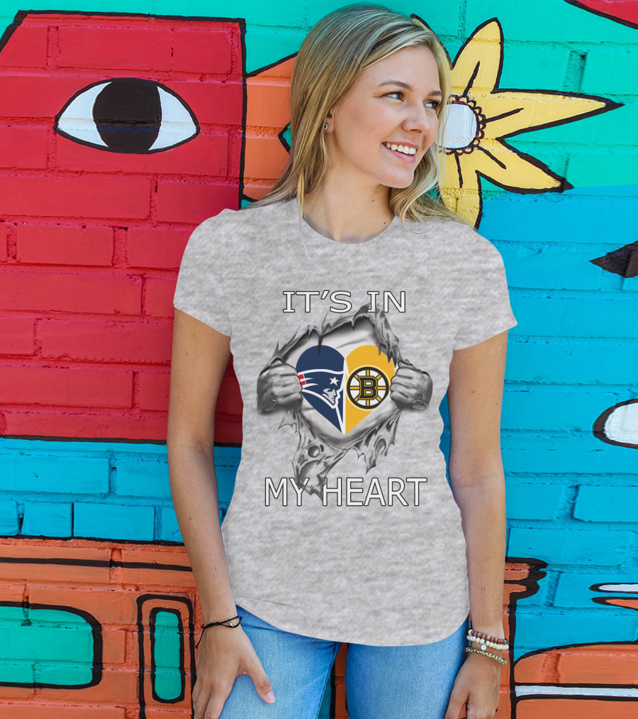 Patriots Bruins Heart Logos It's In My Heart T-Shirt