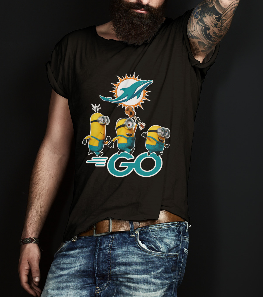 Minions Go Miami Dolphins Football Fun T-Shirt