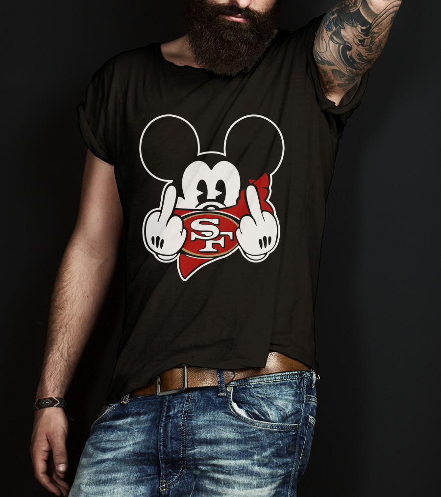 49ers Mickey Sf Logo Middle Finger T-Shirt
