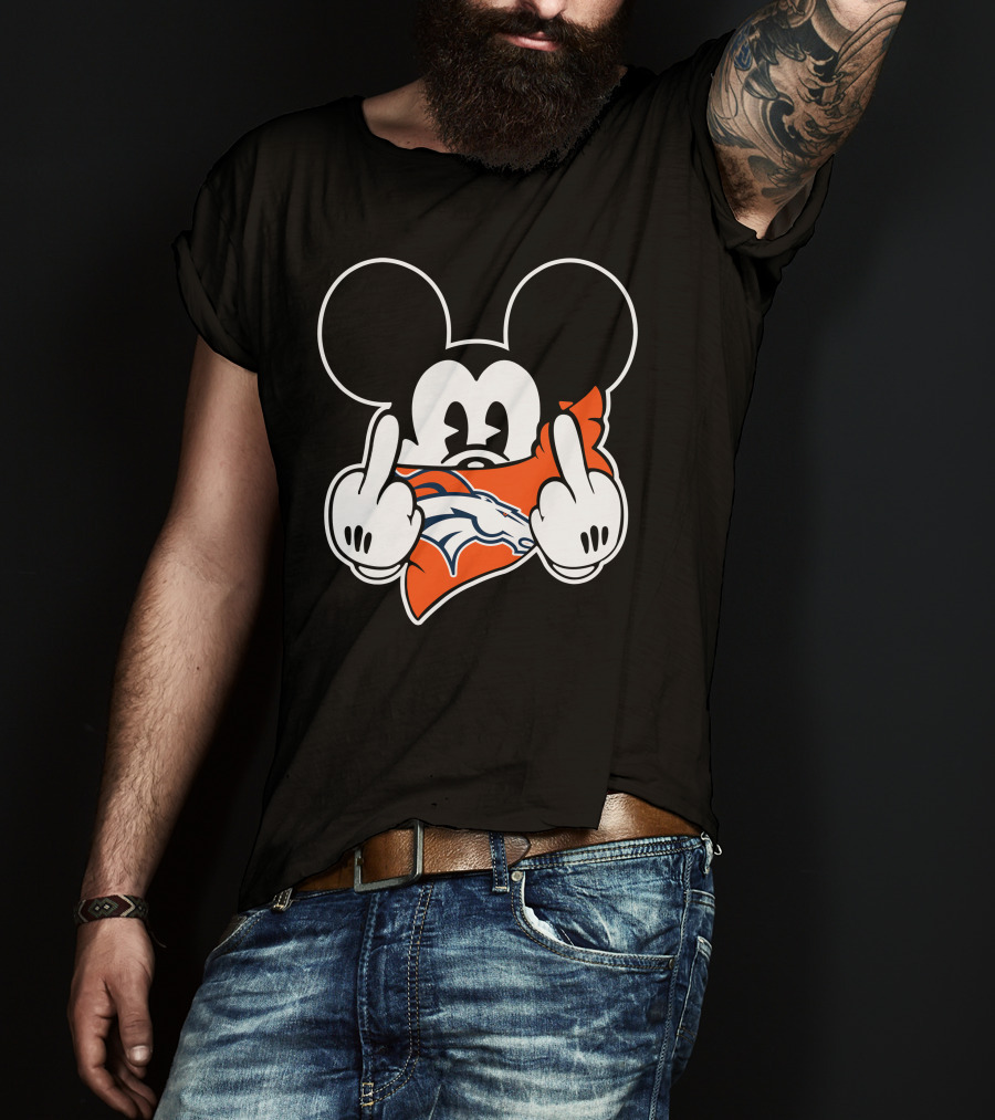 Broncos Mickey Mouse Middle Finger Gesture T-Shirt