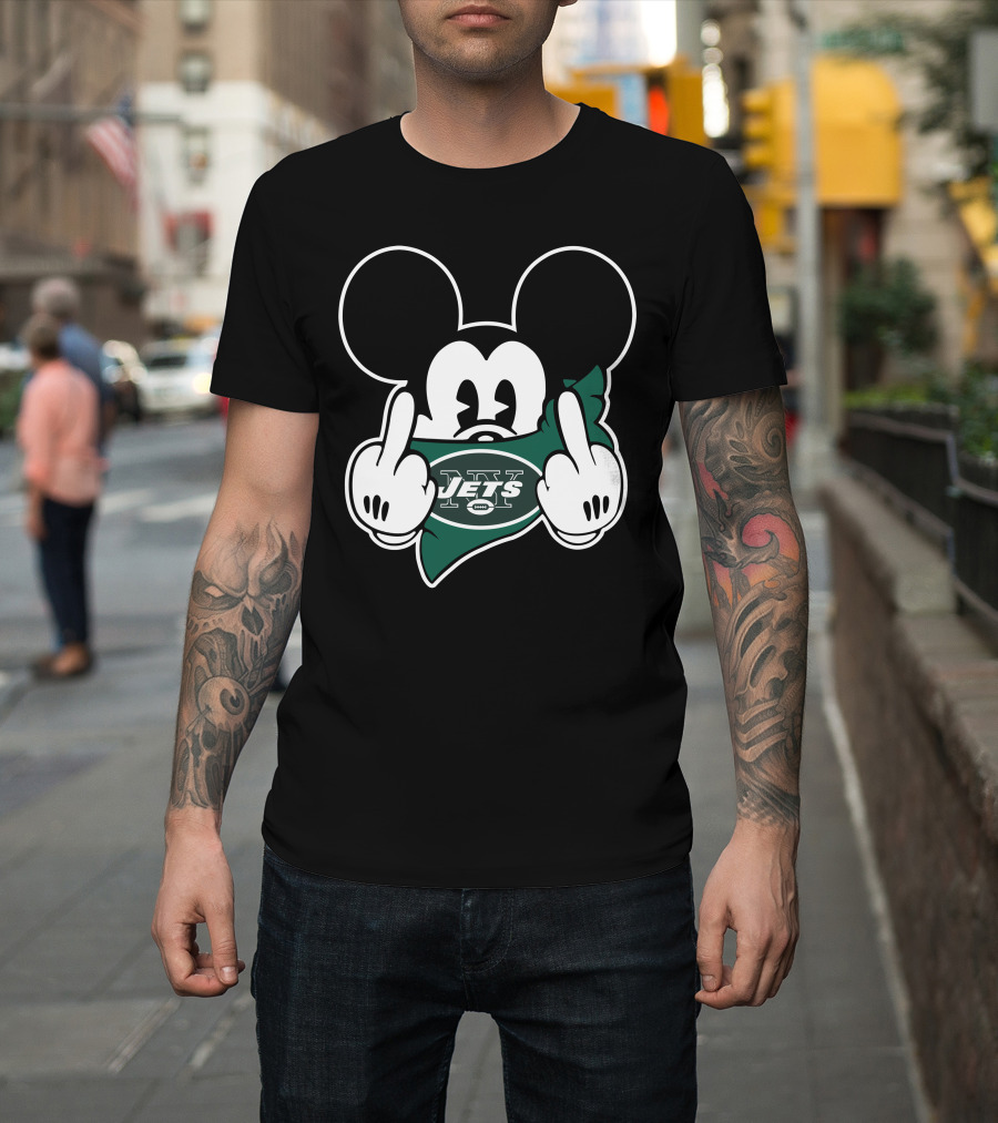 Jets Mickey Mouse Middle Finger T-Shirt