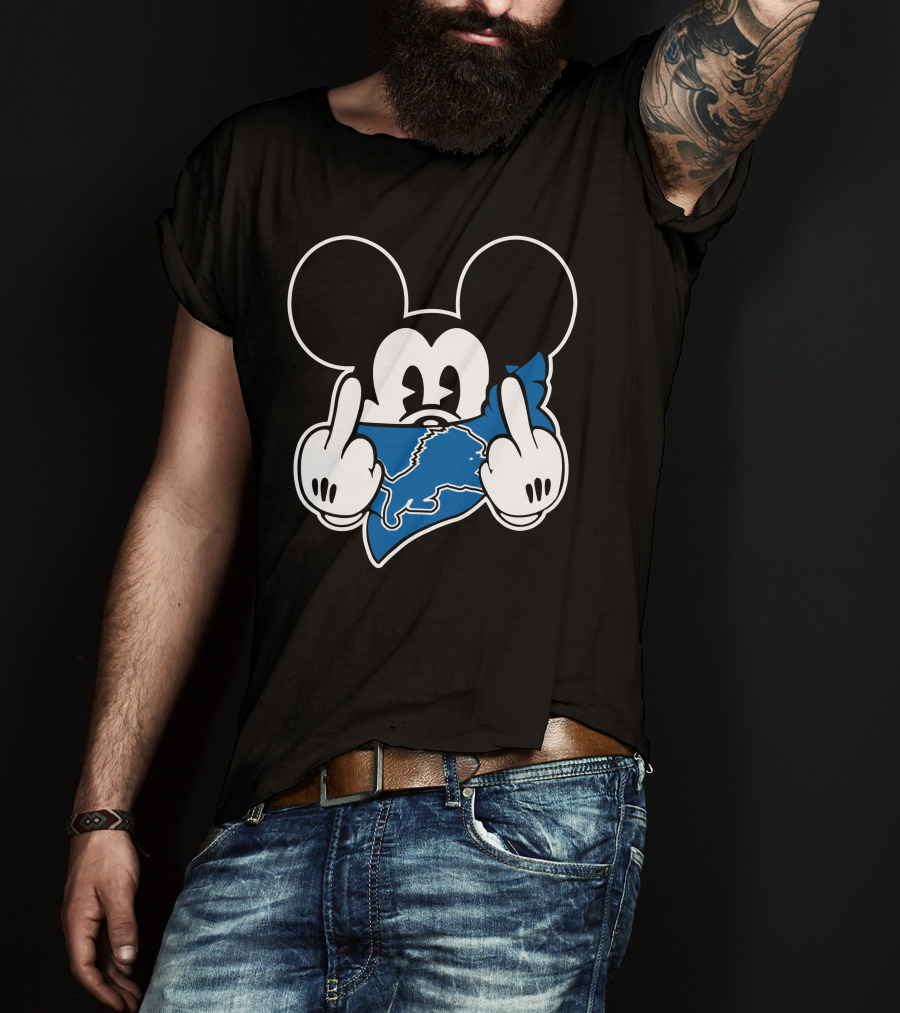 Lions Mickey Middle Finger T-Shirt