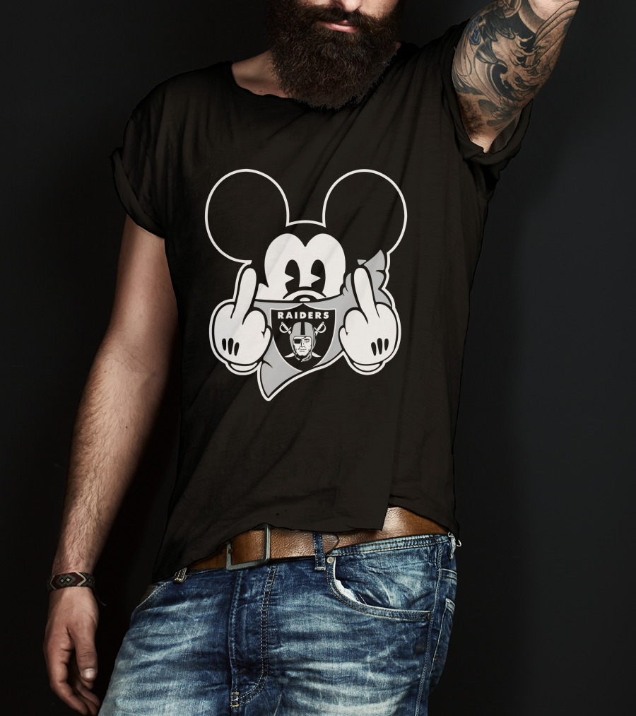 Raiders Mickey Mouse Middle Finger Gesture T-Shirt