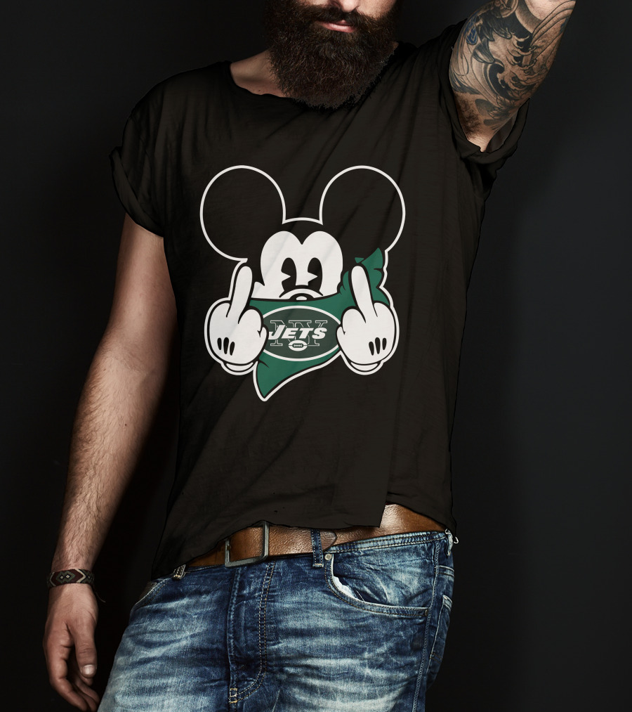 Jets Mouse Middle Finger Face Covering Football T-Shirt