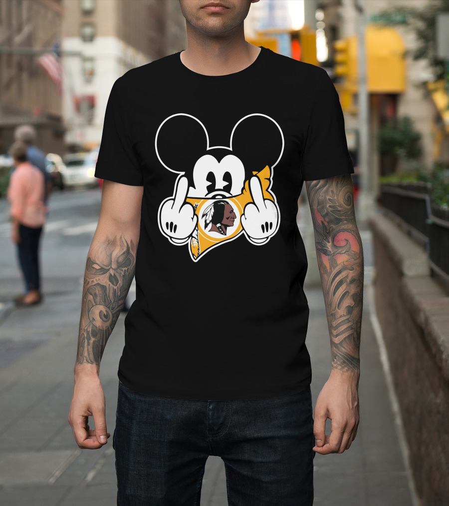 Redskins Mickey Mouse Middle Finger Gesture T-Shirt