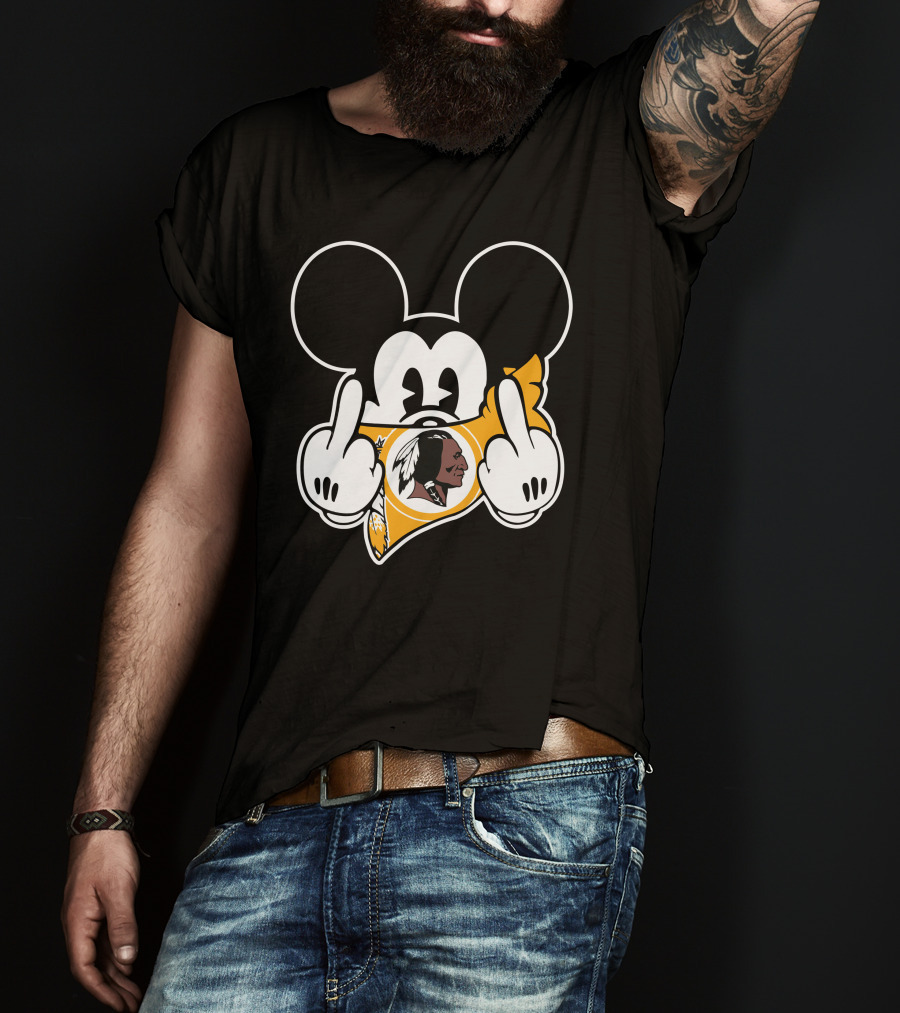 Redskins Mickey Mouse Middle Finger Gesture T-Shirt