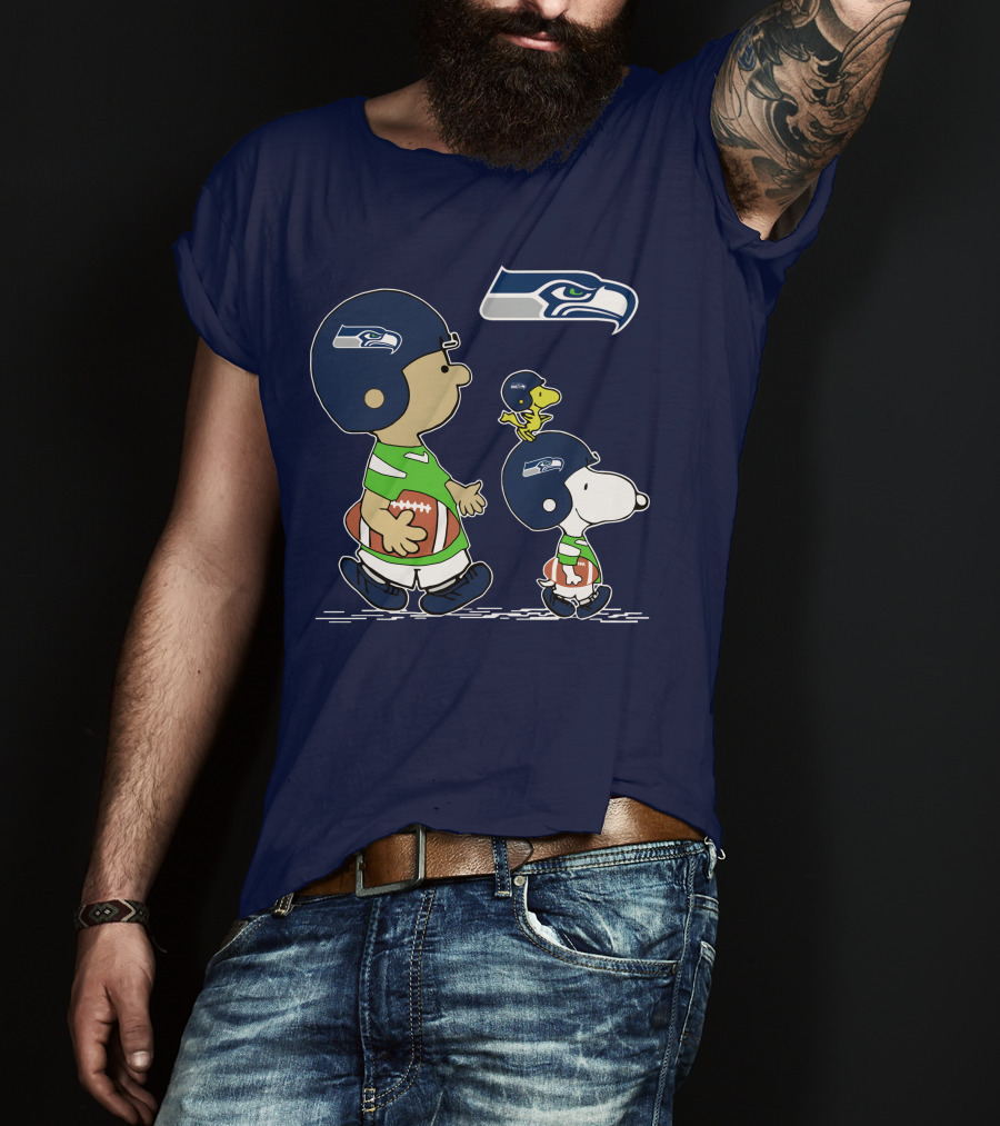 Seahawks Snoopy Football Helmet Friends With Football T-Shirt
