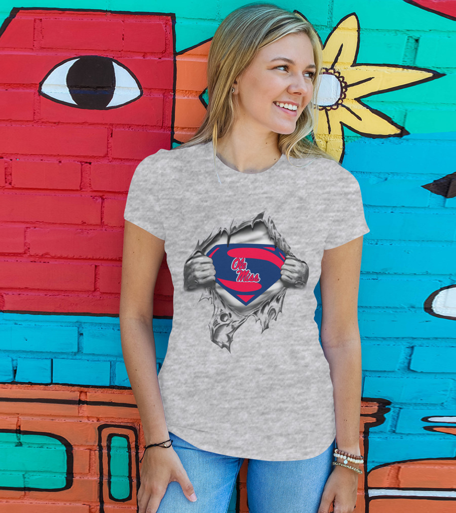 Ole Miss Superman Logo Ripped Chest T-Shirt
