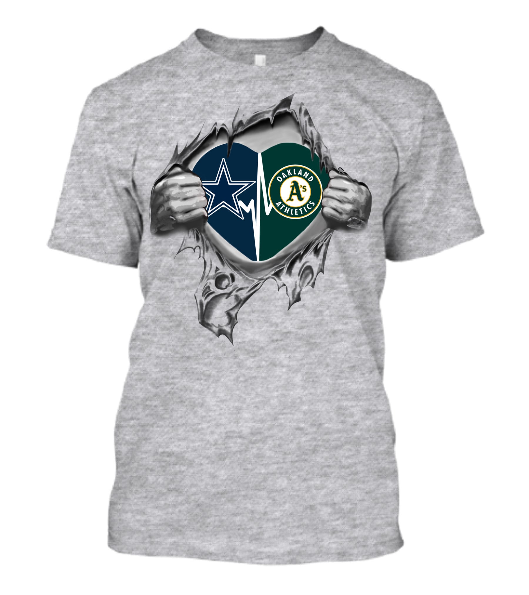 Dallas Cowboys And Oakland Athletics Heart T-Shirt