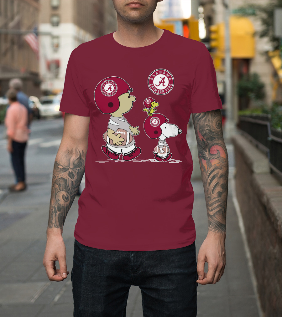 Alabama Crimson Tide Snoopy Peanuts Football Charlie Brown Woodstock T-Shirt