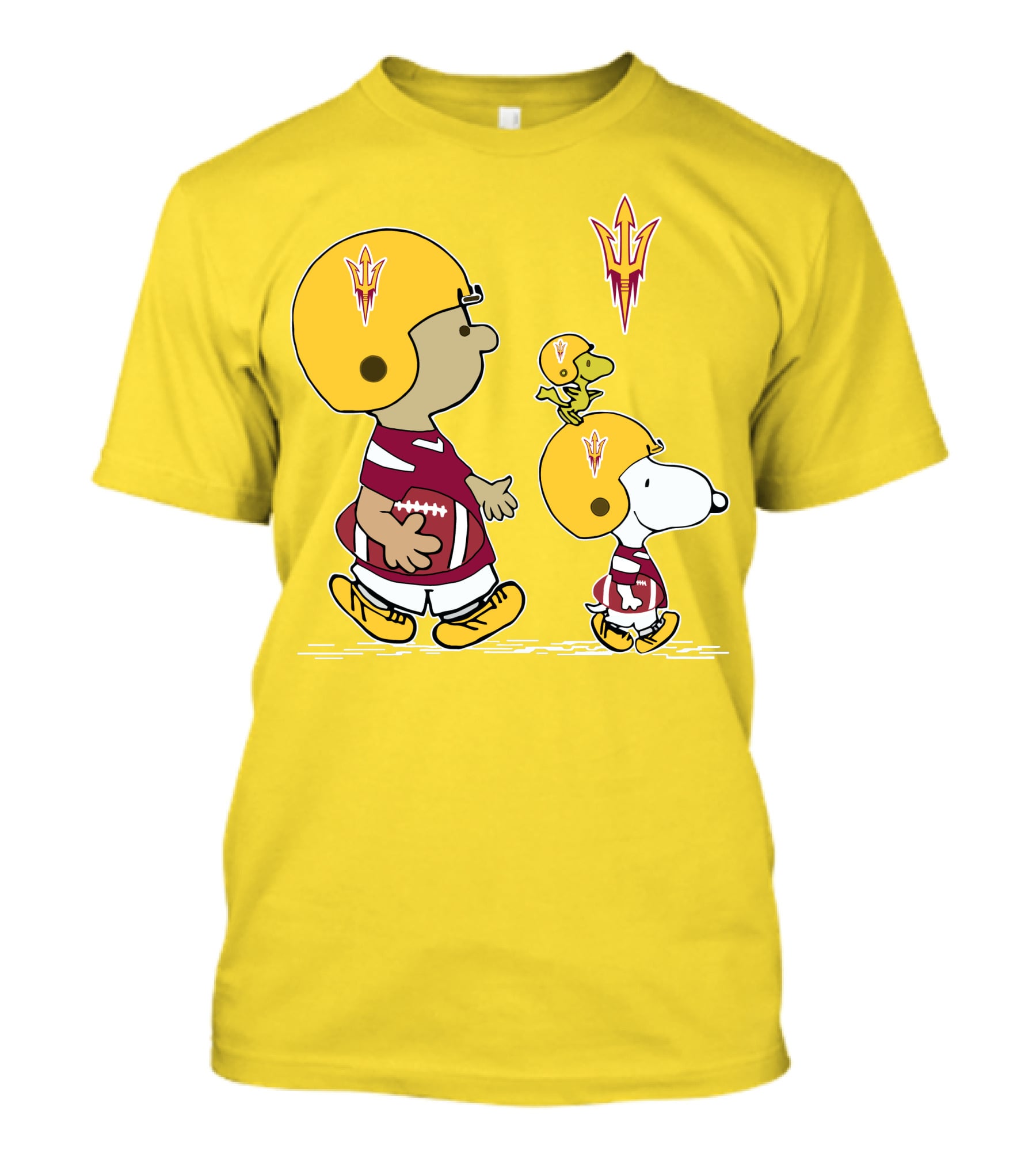 Arizona State Sun Devils Peanuts Football Players Charlie Brown Snoopy Woodstock T-Shirt