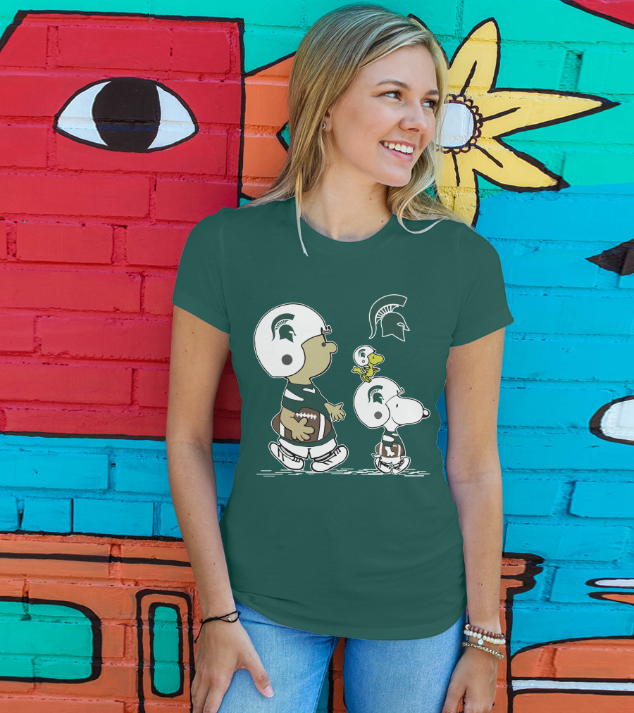 Michigan State Spartans Snoopy And Woodstock Football Gear T-Shirt