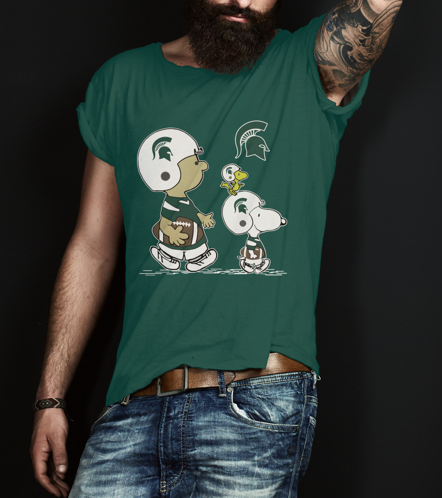 Michigan State Spartans Snoopy And Woodstock Football Gear T-Shirt